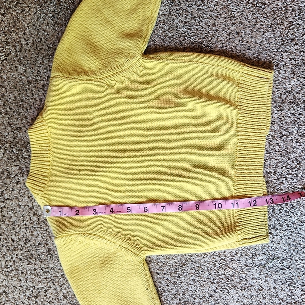 Girls' Yellow Floral Embroidered Knit Cardigan - Picture 6 of 8
